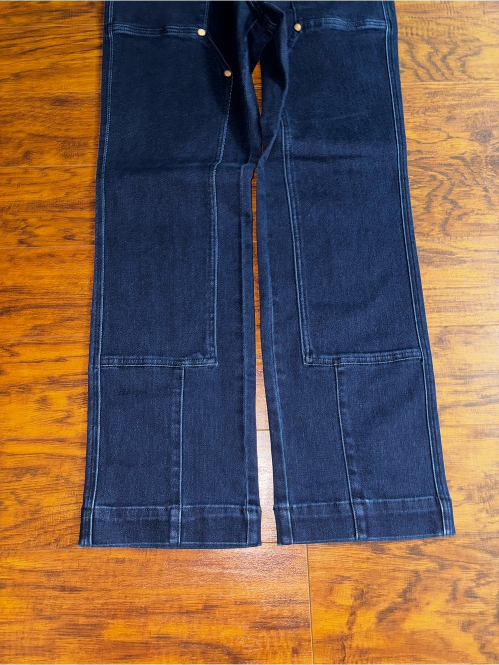 Judy Blue High-Rise Work Wear Knee Patch Straight Jeans Dark Wash Utility Denim - Picture 6 of 12